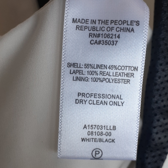 Joe's white Black Leather Collar Trim Tuxedo M blazer Suit Jacket - Picture 9 of 12